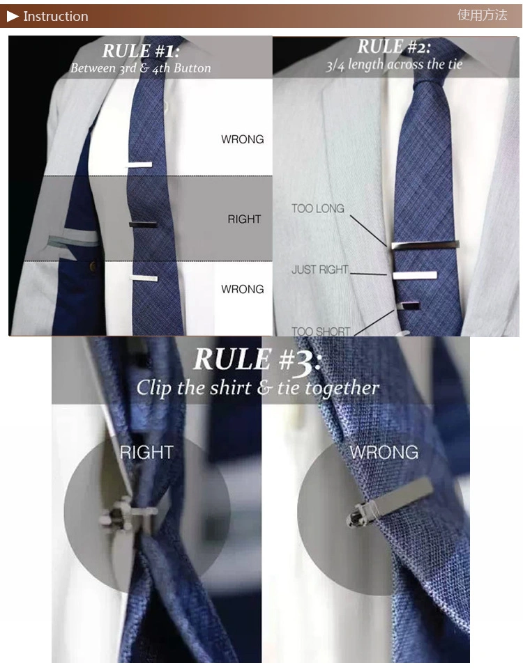 Wholesale Custom Design Bright Chrome Gun Black Enamel Fashion Copper Tie Clip White Collar Professional Tie Clip Simple Gold Metal Tie Clip for Men