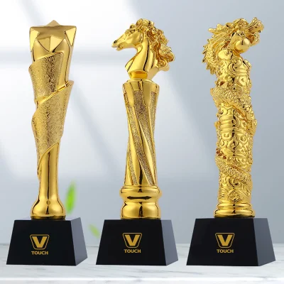 Maßgeschneiderte 3D-Sportpokal-Trophäe und Goldmedaillen aus Metall