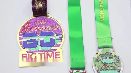 Promotion Running Finisher Fun Run Champion Custom Sport Metalllegierung Emaille 3D erhabenes Logo Wettkampfmedaillen Medaillen mit Medaillenbändern