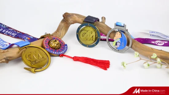 Fabrik personalisierte Lanyard Hochwertige 3D-maßgeschneiderte Powerlifting-Marathon-Laufmedaillen mit Band Sportmedaille aus antikgoldenem Metall