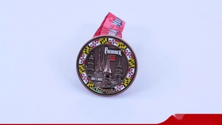 Neue Trophäenmedaille aus 3D-Silber für Marathon Race Sports Awards aus Metall